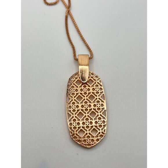 Kendra Scott Filigree Pendant Necklace - Rose Gold Tone - Picture 4 of 10